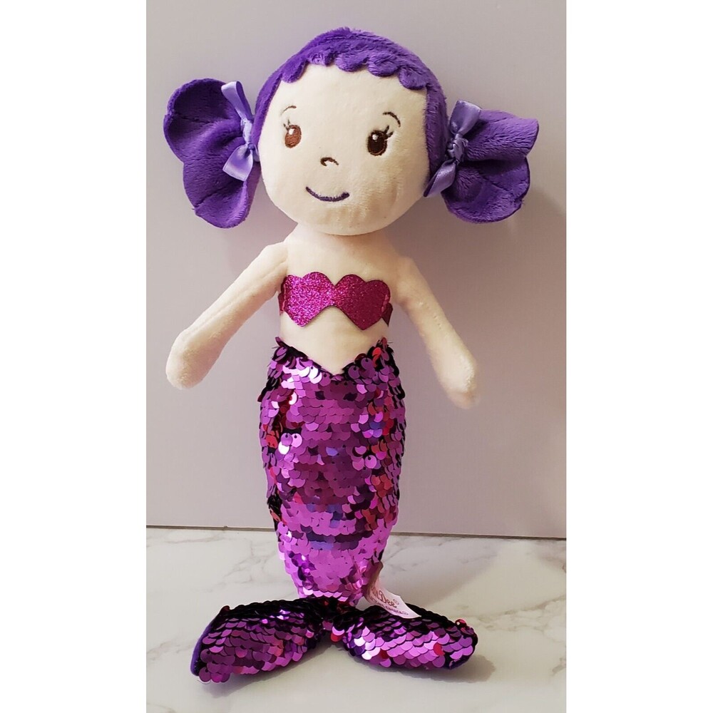 Dandee Mermaid Plush Doll Figure Purple Pink Changeable Sequin Tail Sparkle 14”